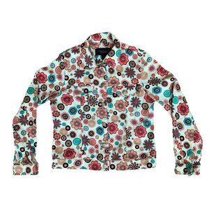 Catherine Stewart Retro Flower Button Down Multicolor Jacket Size Small